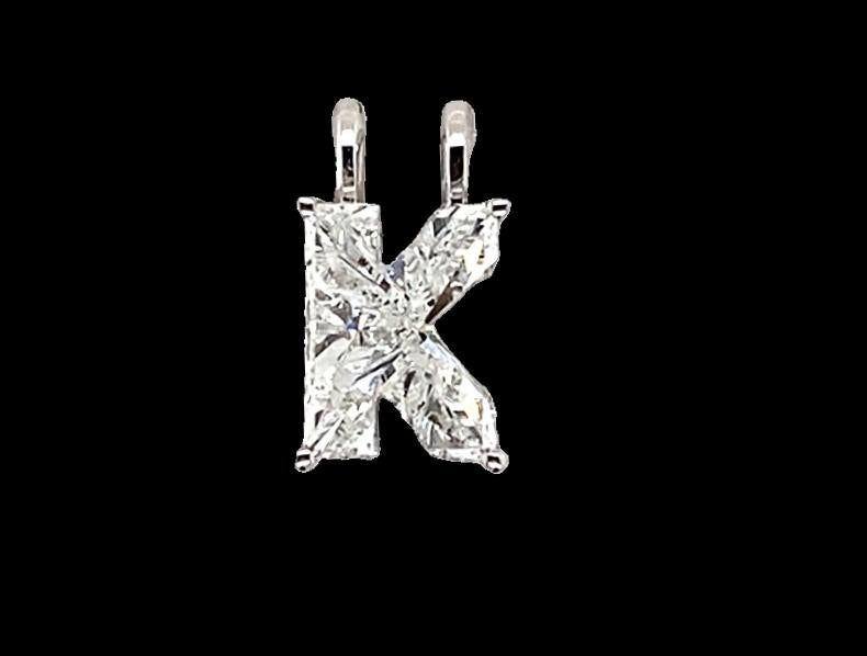 Lab Single Crystal Initials Set In Gold - F - VVS2