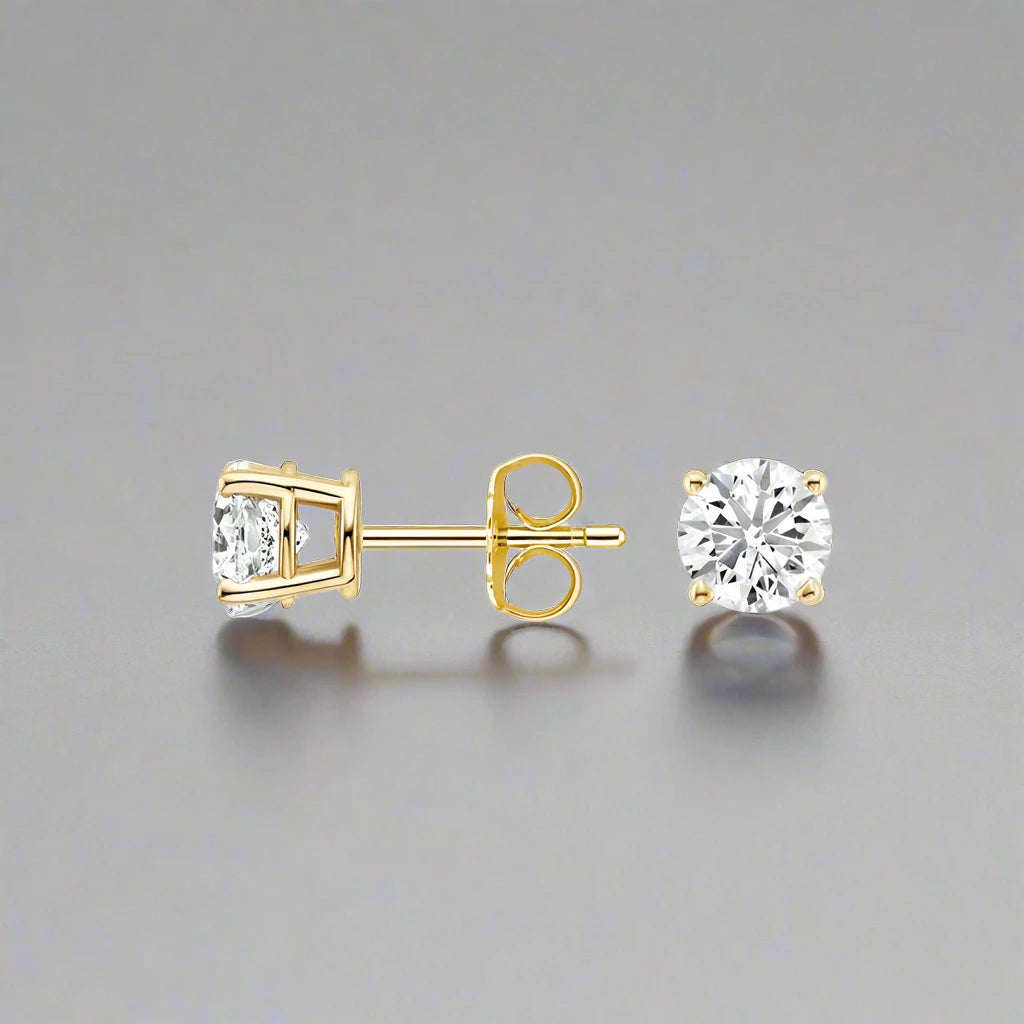 1.30ctw Lab-Created Round Diamond Earrings in 14K Gold - Fabeau & Co.