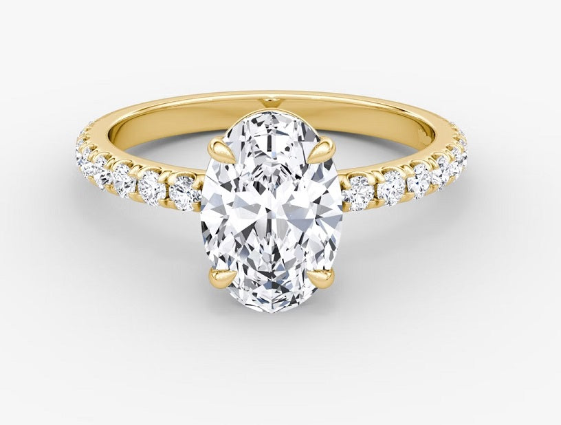 Lab Created Oval Diamond with Side Stones - Fabeau & Co.