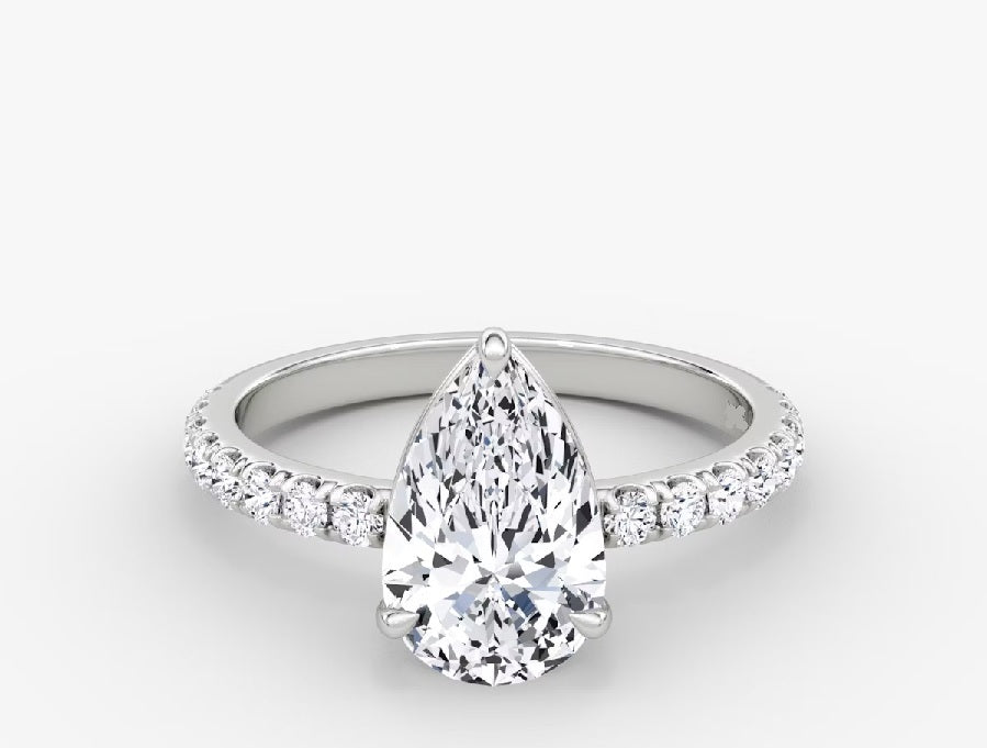 Lab Created Pear Diamond with Side Stones - Fabeau & Co.