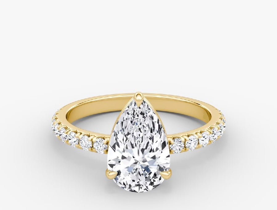 Lab Created Pear Diamond with Side Stones - Fabeau & Co.