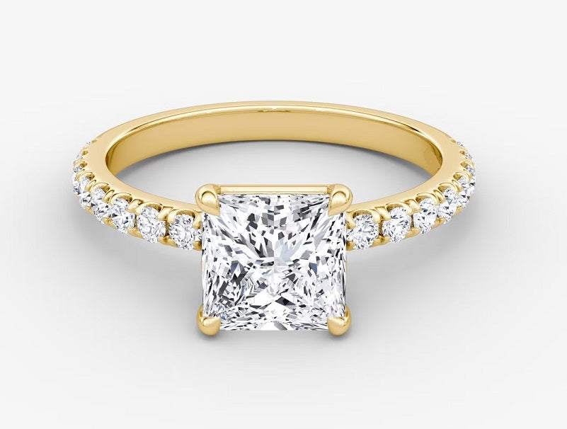 Lab Created Princess Diamond with Side Stones - Fabeau & Co.