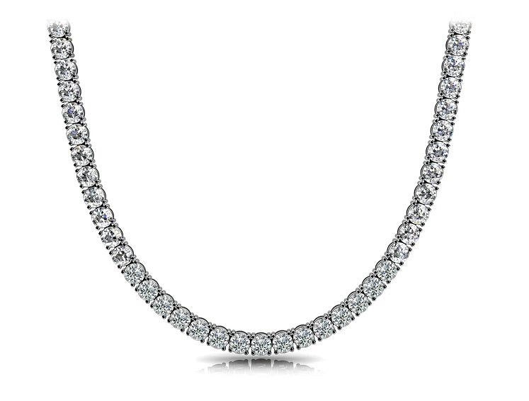 35ctw Lab Diamond Necklace set in 14K White Gold - Fabeau & Co.