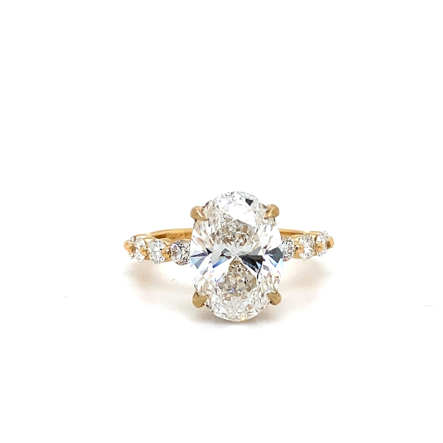 Lab Created Oval Diamond with Side Stone - Fabeau & Co.