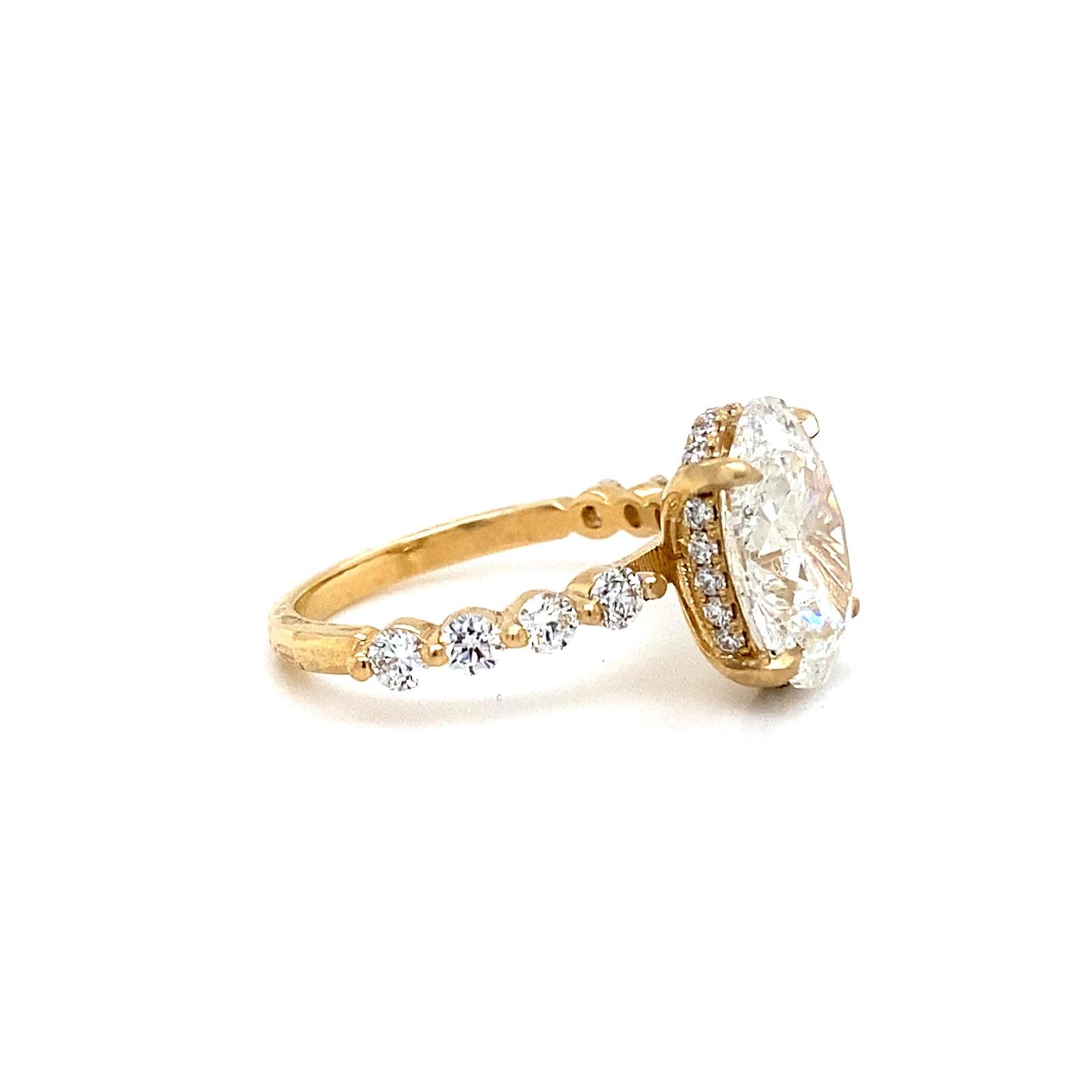 Lab Created Oval Diamond with Side Stone - Fabeau & Co.