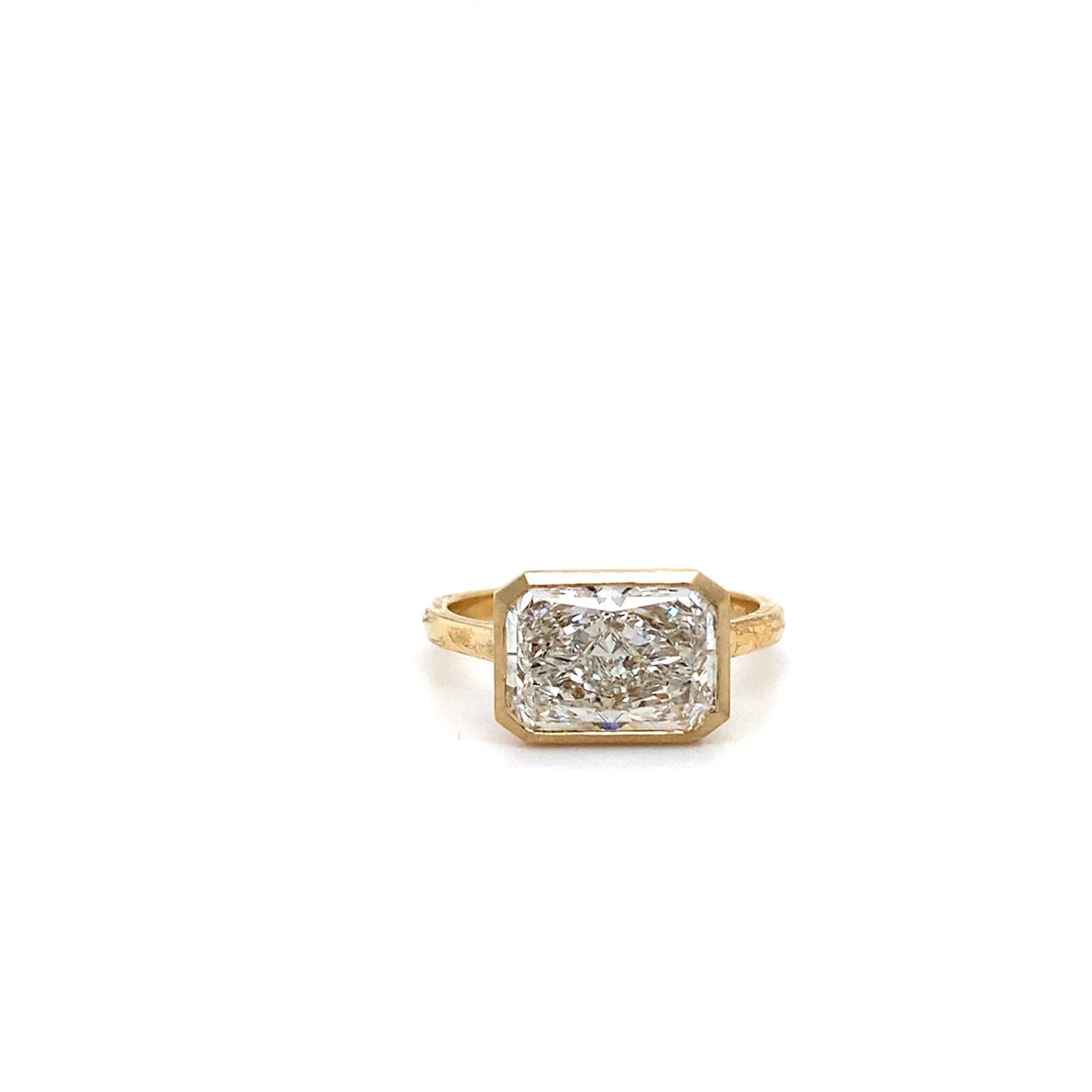 Lab Created Radiant Diamond Set in Yellow Gold Bezel Mount - Fabeau & Co.