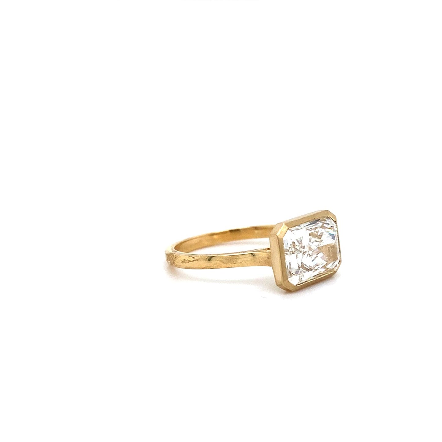 Lab Created Radiant Diamond Set in Yellow Gold Bezel Mount - Fabeau & Co.