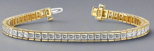 Lab Created Tennis Bracelet set in 14K Yellow Gold - Fabeau & Co.