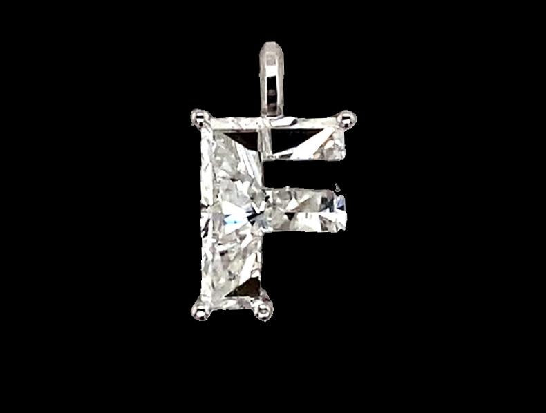 Lab Single Crystal Initials Set In Gold - F - VVS2