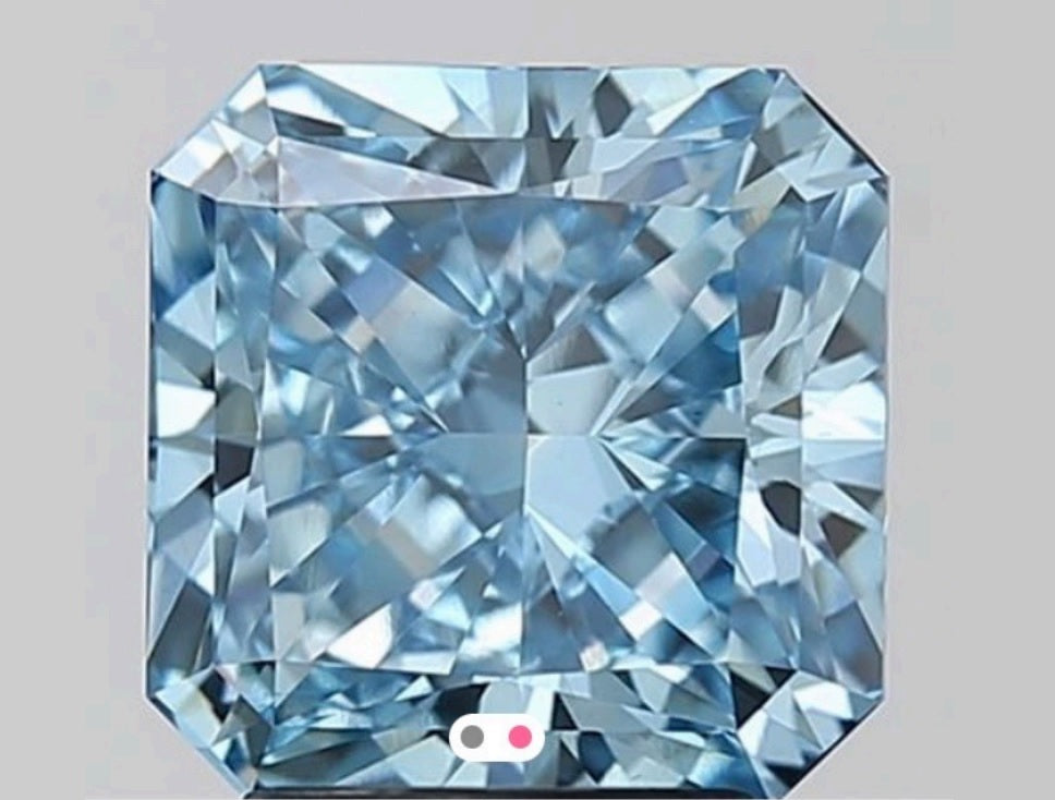 3.29ct Square Radiant Blue VS2 LAB Diamond - Fabeau & Co.