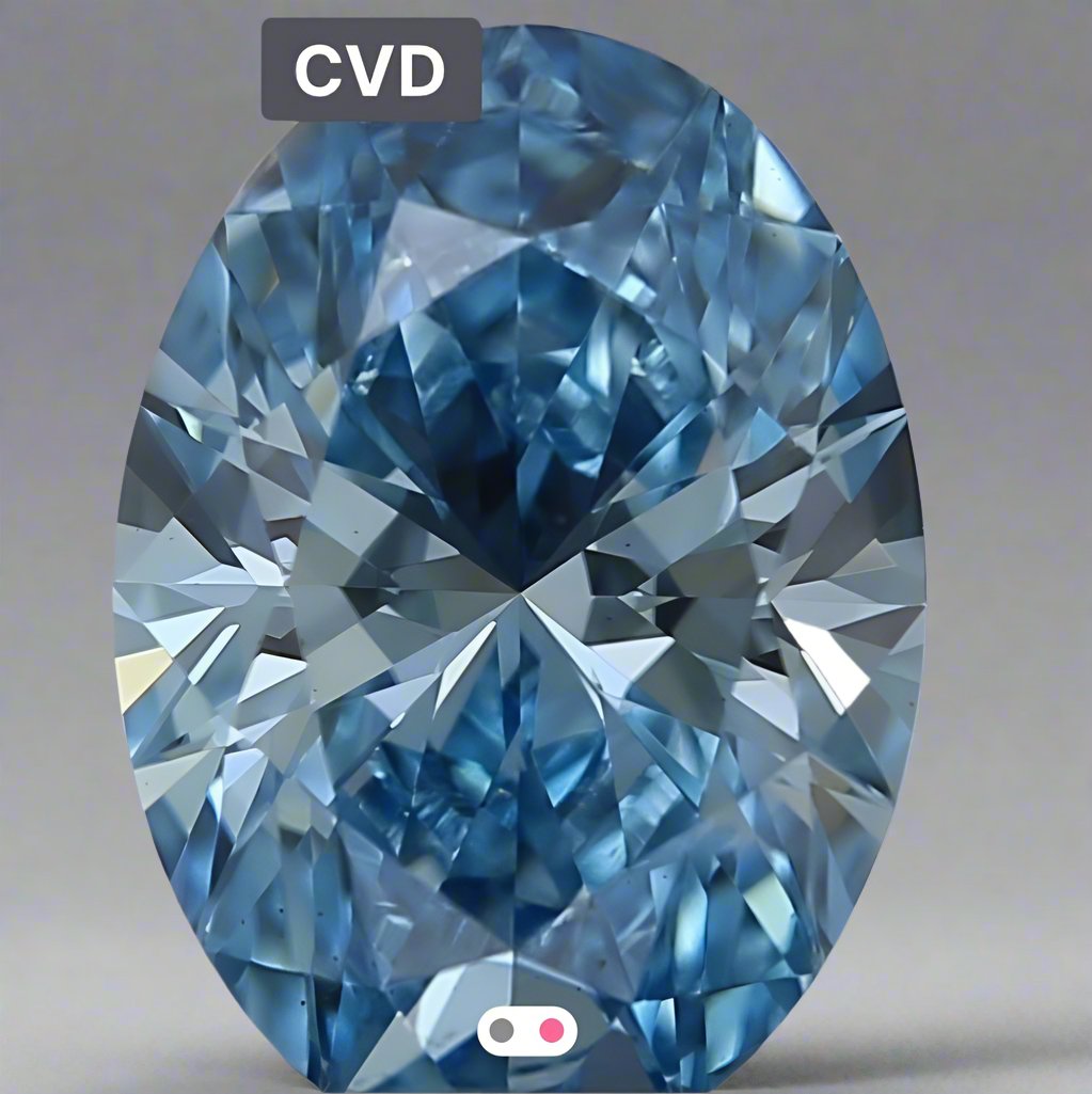 0.96ct Lab-Created Blue Oval Diamond