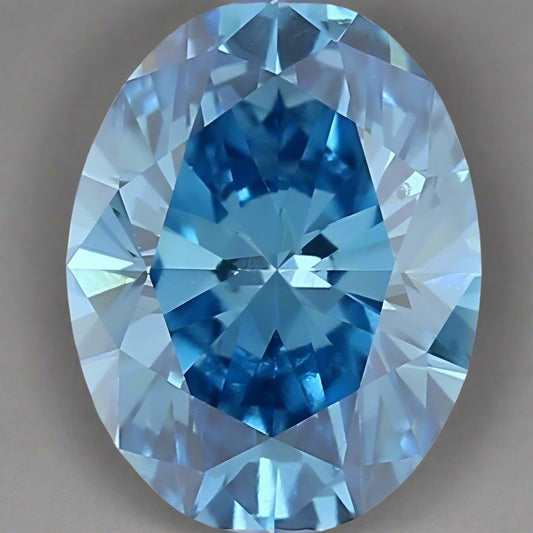 0.65ct Lab-Created Blue Oval Diamond