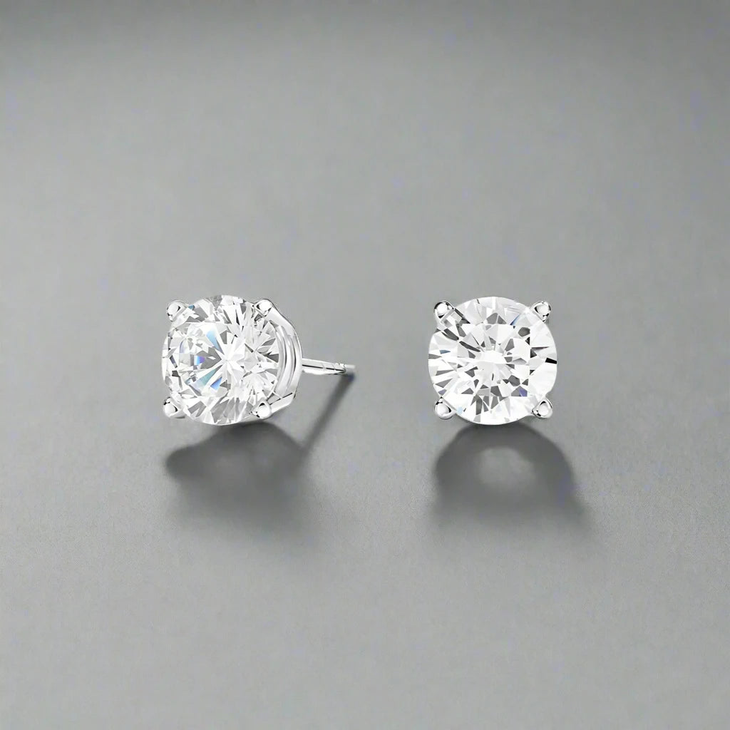 50ptw Lab-Created Round Diamond Earrings in 14K Gold