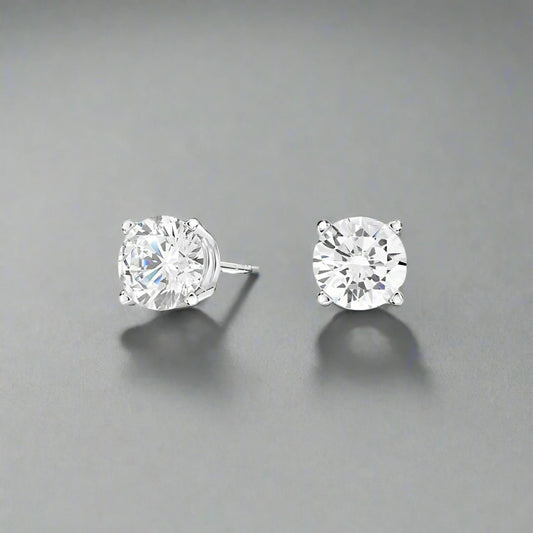 50ptw Lab-Created Round Diamond Earrings in 14K Gold