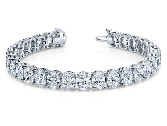 13.83ctw Oval Shape Diamond Tennis Bracelet - Fabeau & Co.